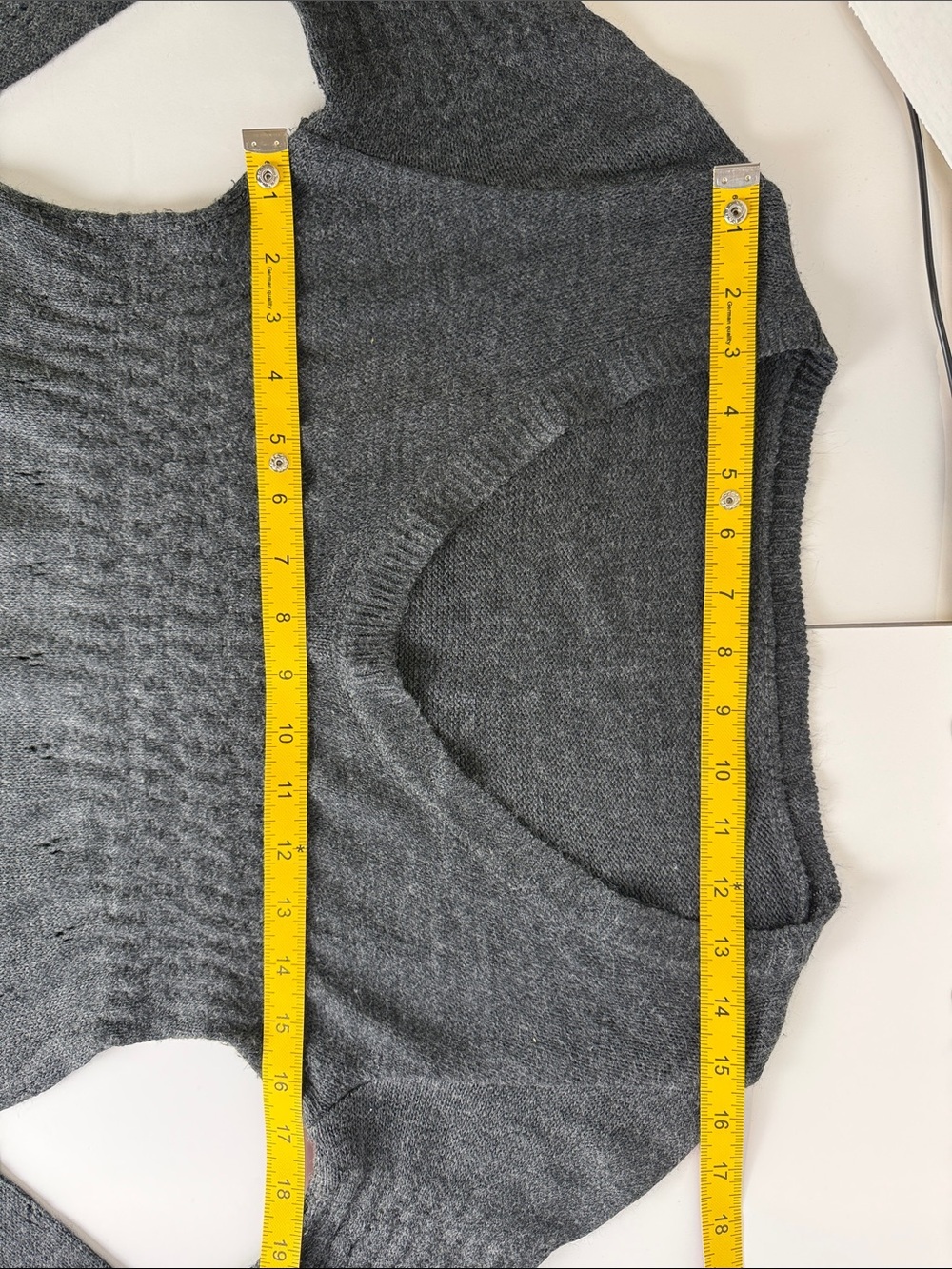 Made in Italy Wool Blend Sweater Dress Gray Empire Waist Balloon Sleeves - Picture 8 of 10